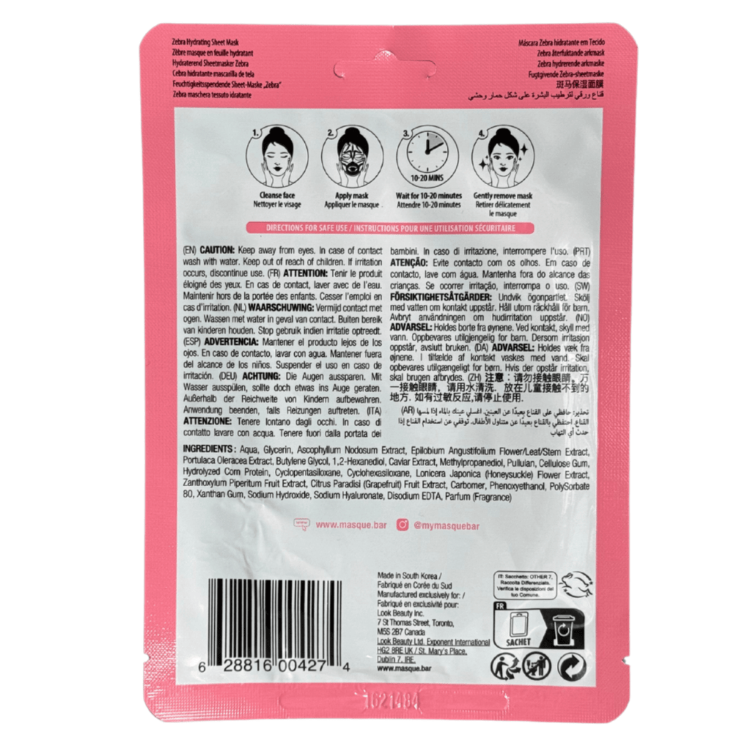 Pretty Animalz Hydrating Zebra Mask | masque BAR